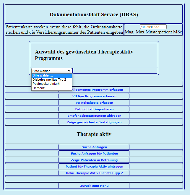 Patient Für Therapie Aktiv Eintragen